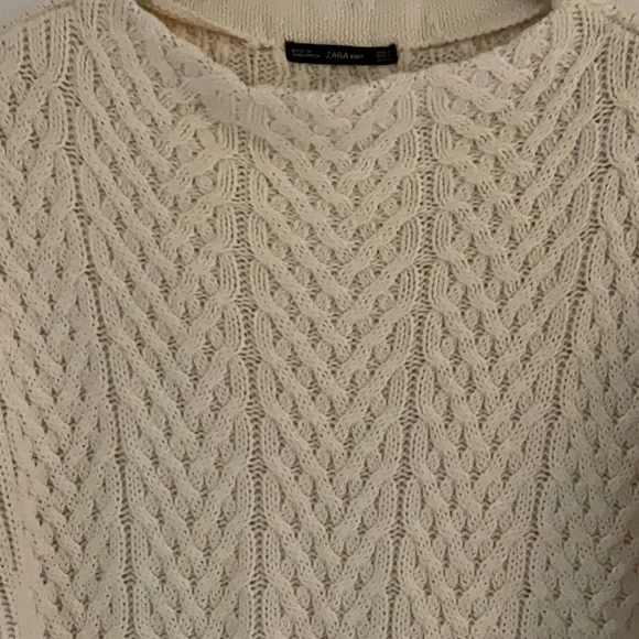 Zara Knit Cable Knit Long Sleeve Sweater, Size S, Cream - Picture 3 of 5